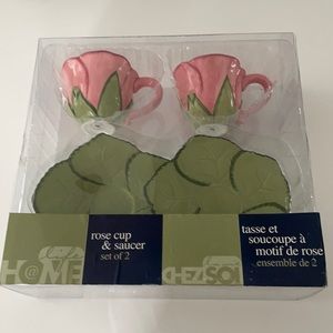 Rose cup and saucer set of 2